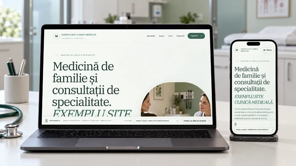 Site clinică medicală pe laptop și telefon